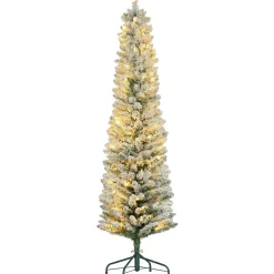 Árbol de Navidad Homcom diseño slim con iluminación LED