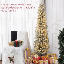 Árbol de Navidad Homcom diseño slim con iluminación LED
