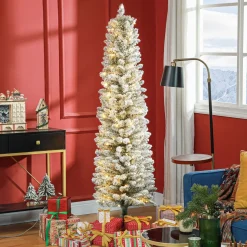 Árbol de Navidad Homcom diseño slim con iluminación LED