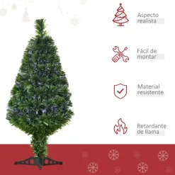 Árbol de Navidad Homcom fibra óptica 4 colores 90 cm