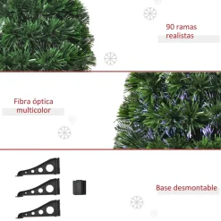 Árbol de Navidad Homcom fibra óptica 4 colores 90 cm
