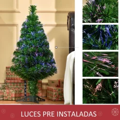 Árbol de Navidad Homcom fibra óptica 4 colores 90 cm