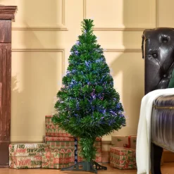 Árbol de Navidad Homcom fibra óptica 4 colores 90 cm