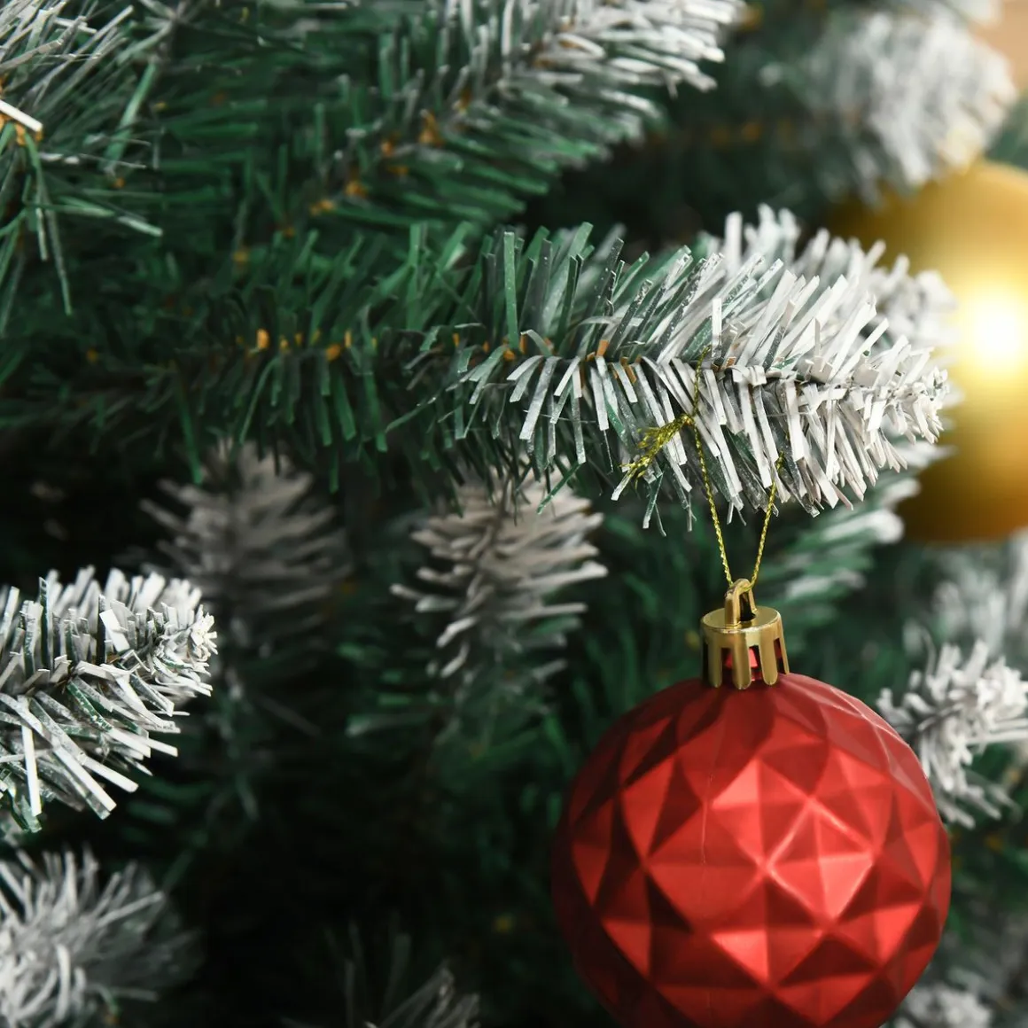 Árbol de Navidad nevado Homcom 2012 ramas verde Ø130x210 cm