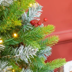 Árbol de Navidad Petit Homcom 43 ramas + 20 luces LED + decoraciones verde 60x43 cm