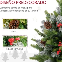Árbol de Navidad Petit Homcom 43 ramas + 20 luces LED + decoraciones verde 60x43 cm