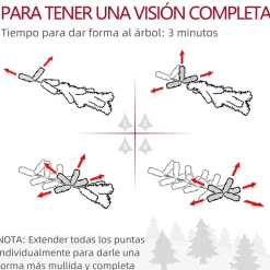 Árbol de Navidad Petit Homcom 43 ramas + 20 luces LED + decoraciones verde 60x43 cm