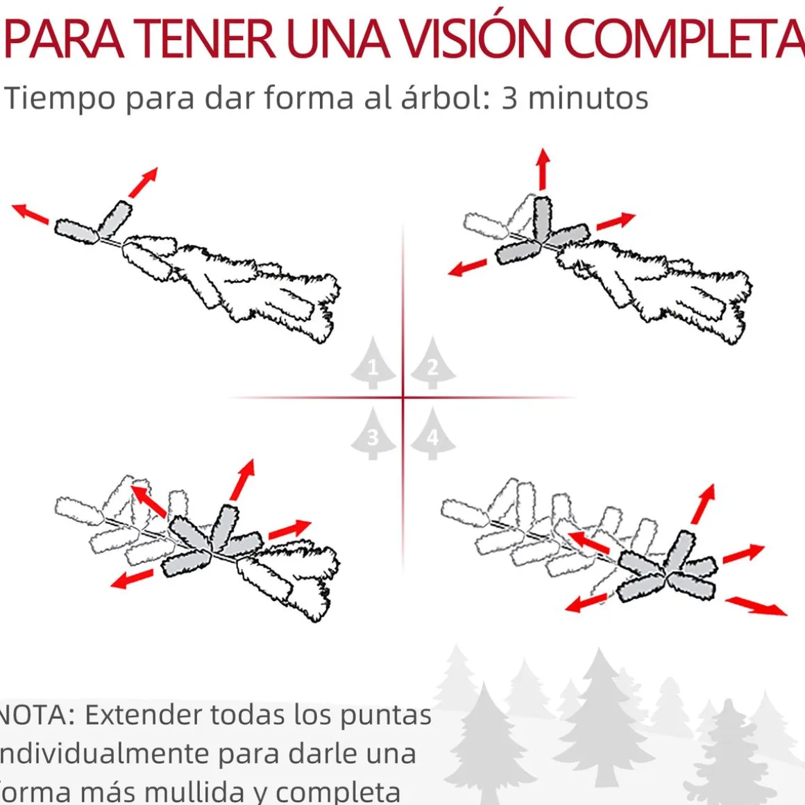 Árbol de Navidad Petit Homcom 43 ramas + 20 luces LED + decoraciones verde 60x43 cm