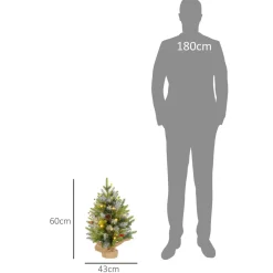 Árbol de Navidad Petit Homcom 43 ramas + 20 luces LED + decoraciones verde 60x43 cm