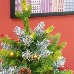 Árbol de Navidad Petit Homcom 43 ramas + 20 luces LED + decoraciones verde 60x43 cm