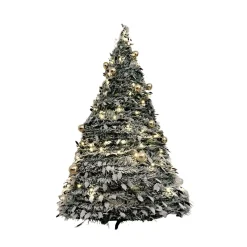 Árbol de navidad plegable con luces y decoración verde 180 cm