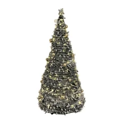 Árbol de navidad plegable con luces y decoración verde 180 cm