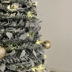 Árbol de navidad plegable con luces y decoración verde 180 cm