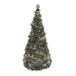 Árbol de navidad plegable con luces y decoración verde 180 cm