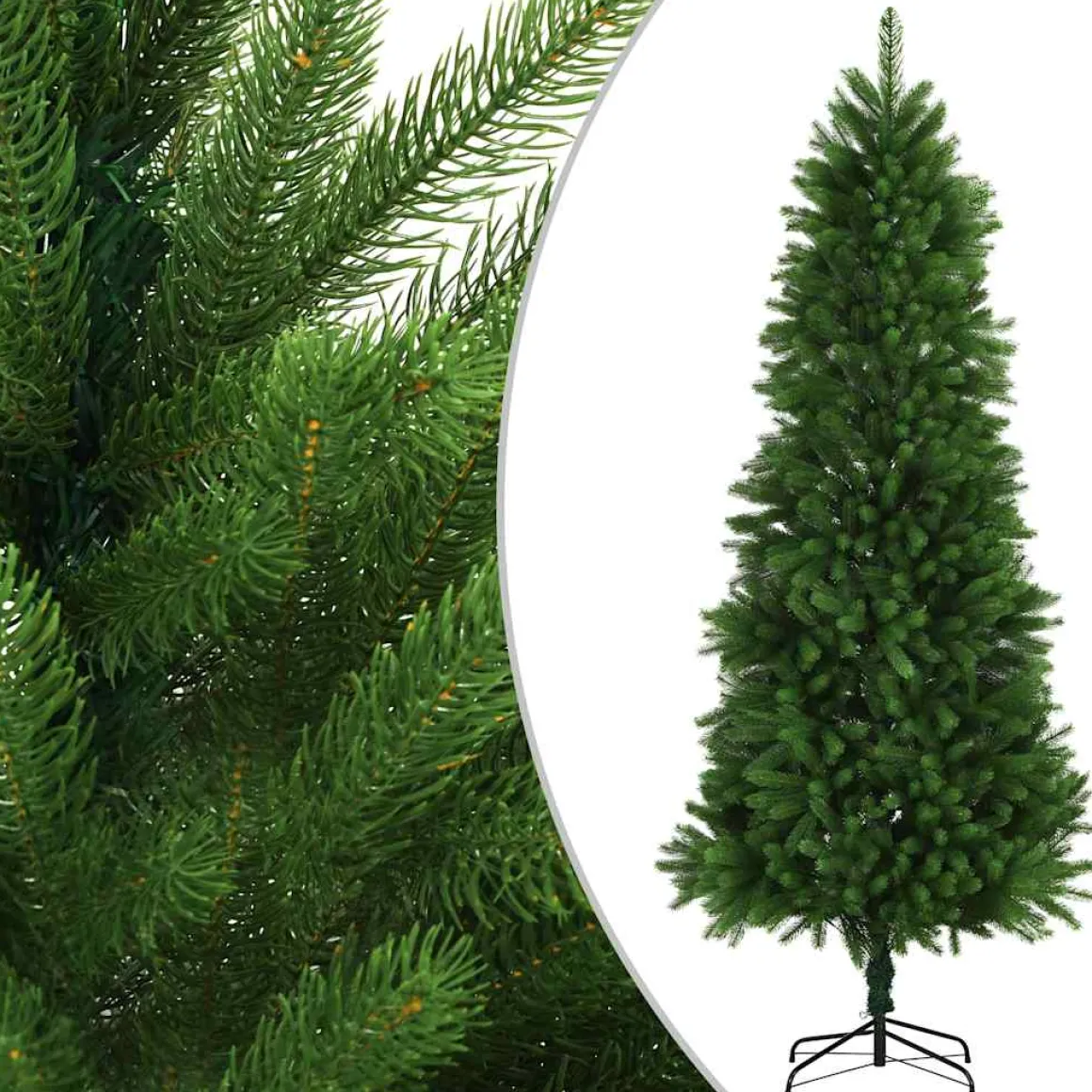 Árbol de Navidad realista + base cruzada verde 240 cm