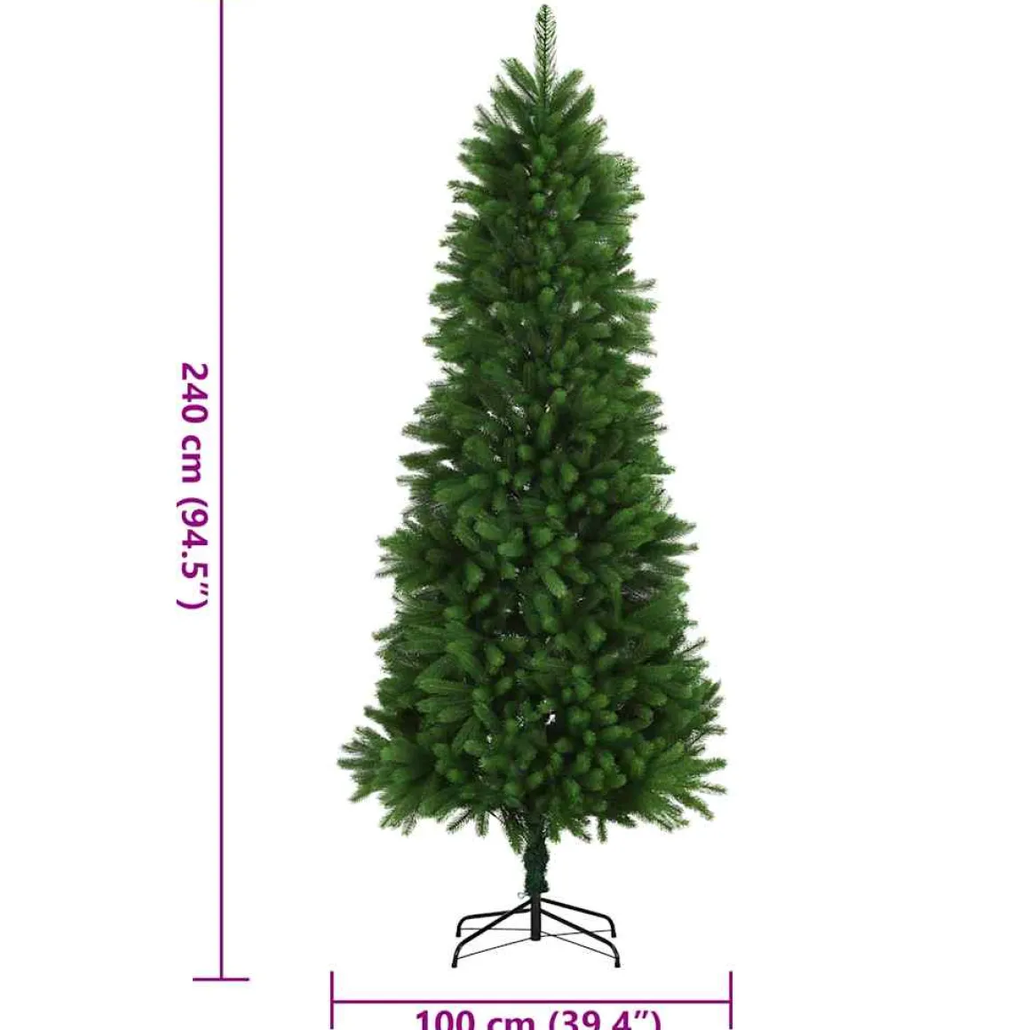 Árbol de Navidad realista + base cruzada verde 240 cm