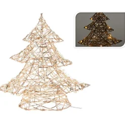 Árbol navideño 20 luces LED con temporizador automático dorado Ø30 cm