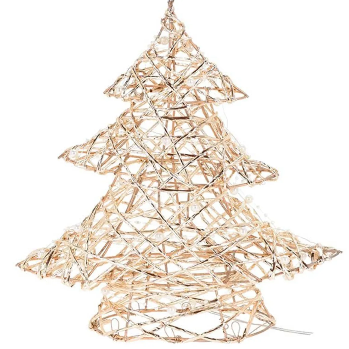 Árbol navideño 20 luces LED con temporizador automático dorado Ø30 cm