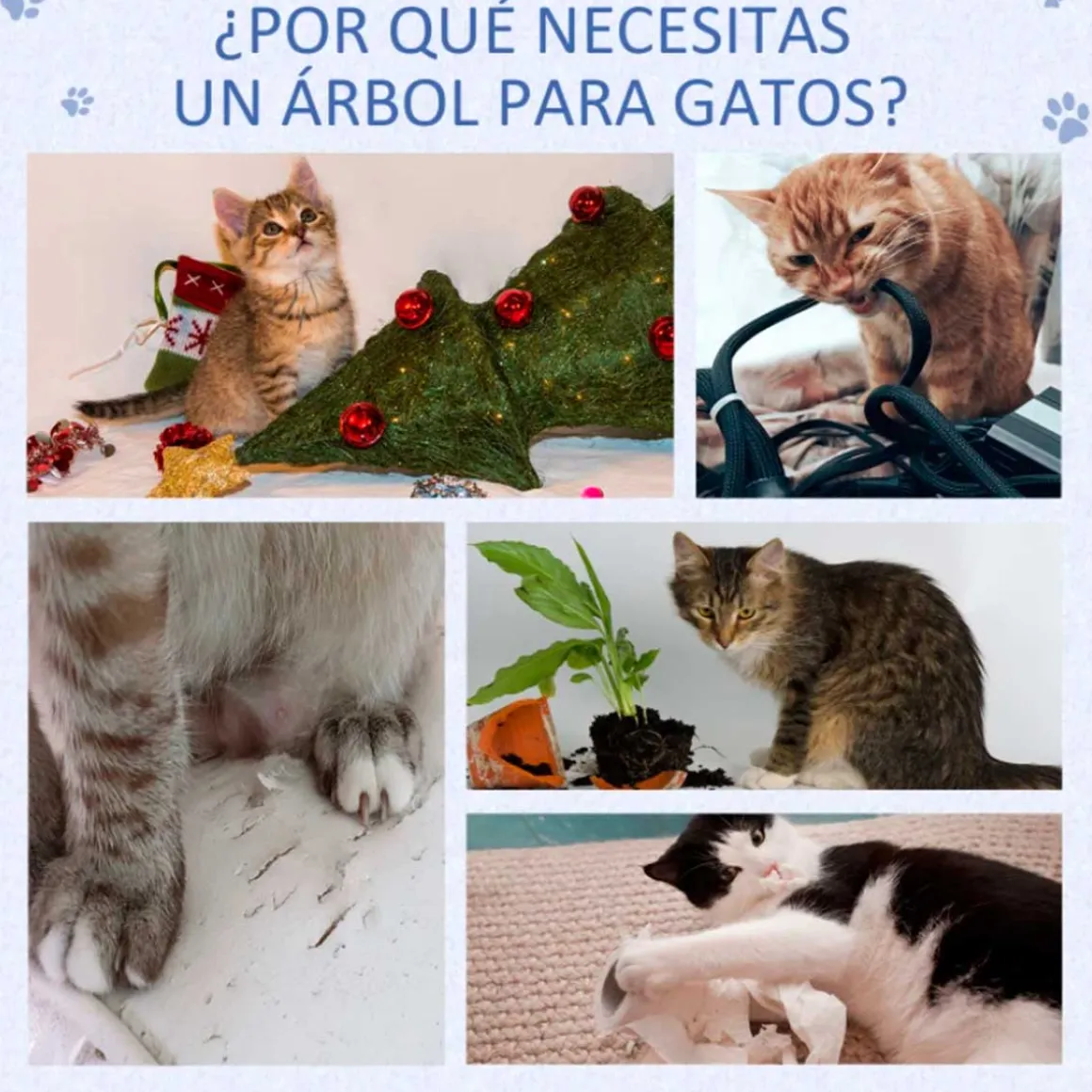 Árbol rascador para gatos PawHut 3 niveles gris 170x50x50 cm