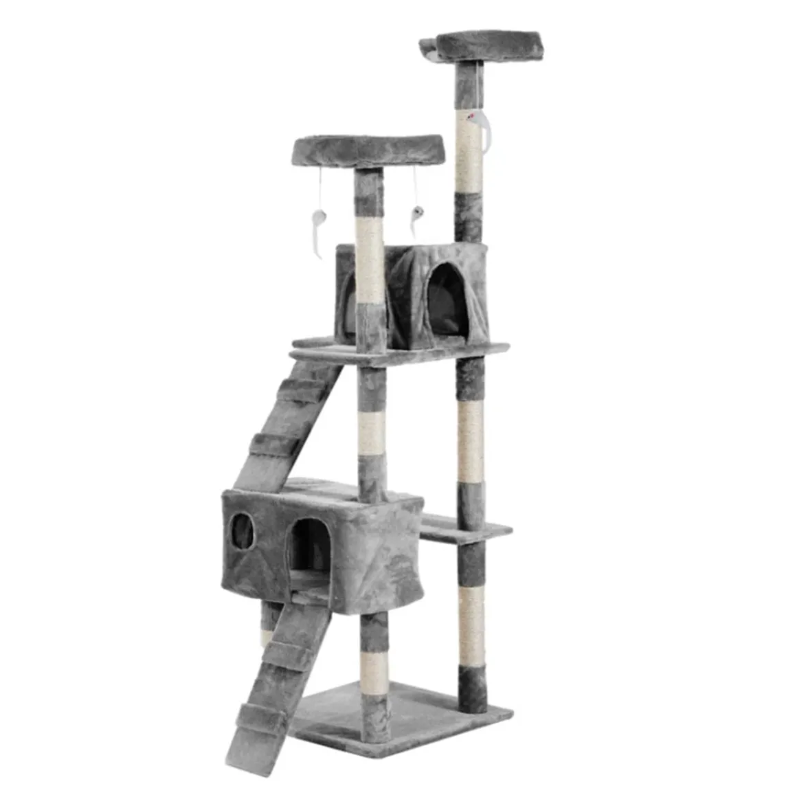 Árbol rascador para gatos PawHut 3 niveles gris 170x50x50 cm
