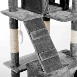 Árbol rascador para gatos PawHut 3 niveles gris 170x50x50 cm