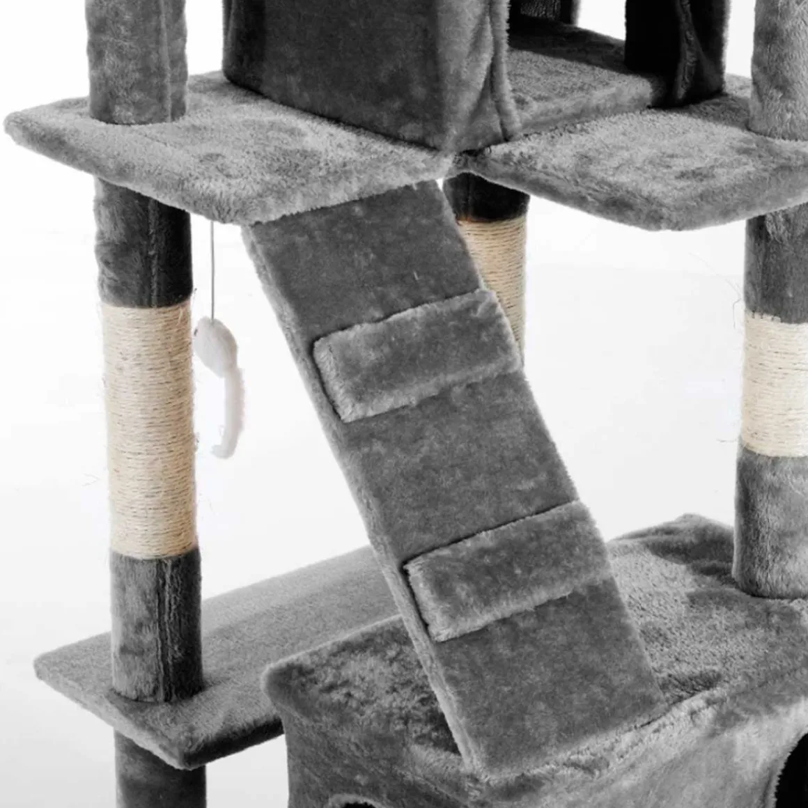 Árbol rascador para gatos PawHut 3 niveles gris 170x50x50 cm