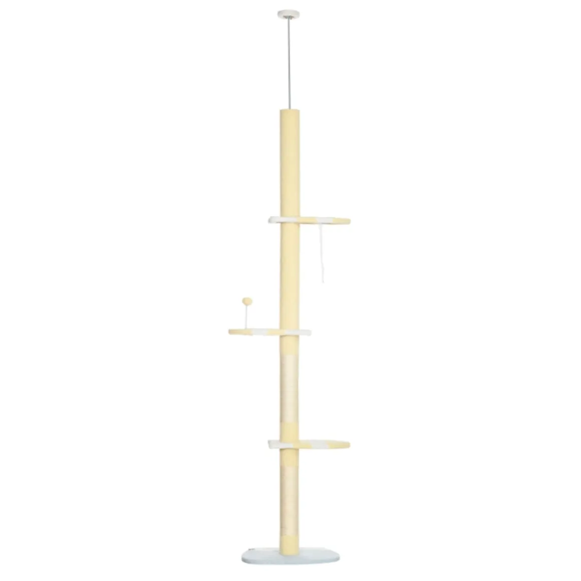 Árbol rascador para gatos PawHut altura ajustable 3 niveles crema 220/260x47x34 cm