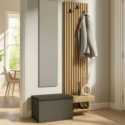 Recibidor Dumont 4 en 1 antracita/natural 205,6x90x27 cm