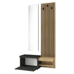 Recibidor Dumont 4 en 1 antracita/natural 205,6x90x27 cm