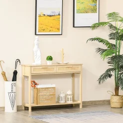 Recibidor Ervie Homcom 2 cajones natural 76x100x30 cm