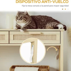 Recibidor Ervie Homcom 2 cajones natural 76x100x30 cm