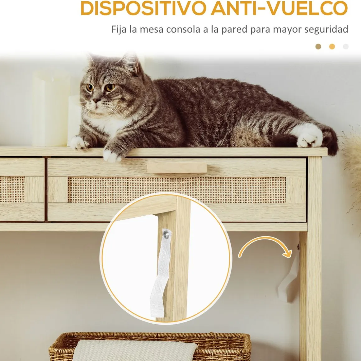 Recibidor Ervie Homcom 2 cajones natural 76x100x30 cm