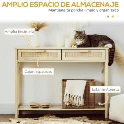 Recibidor Ervie Homcom 2 cajones natural 76x100x30 cm
