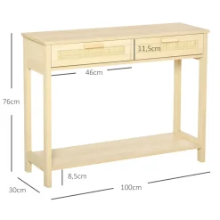 Recibidor Ervie Homcom 2 cajones natural 76x100x30 cm