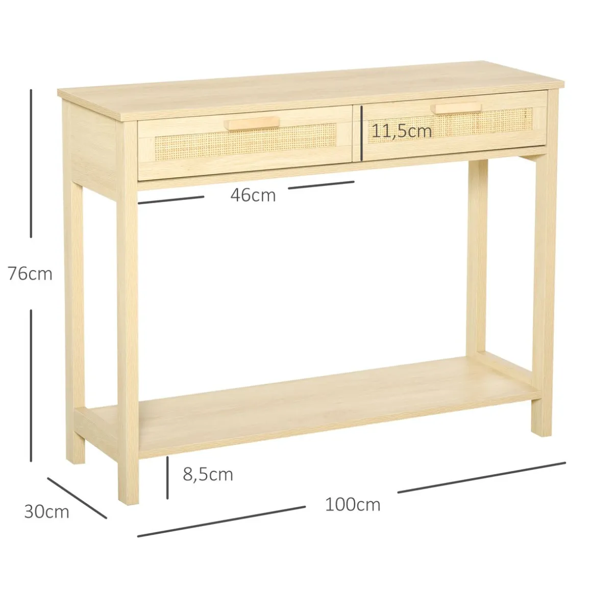 Recibidor Ervie Homcom 2 cajones natural 76x100x30 cm