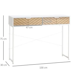 Recibidor Graham Homcom 2 cajones blanco/natural 75x100x30 cm