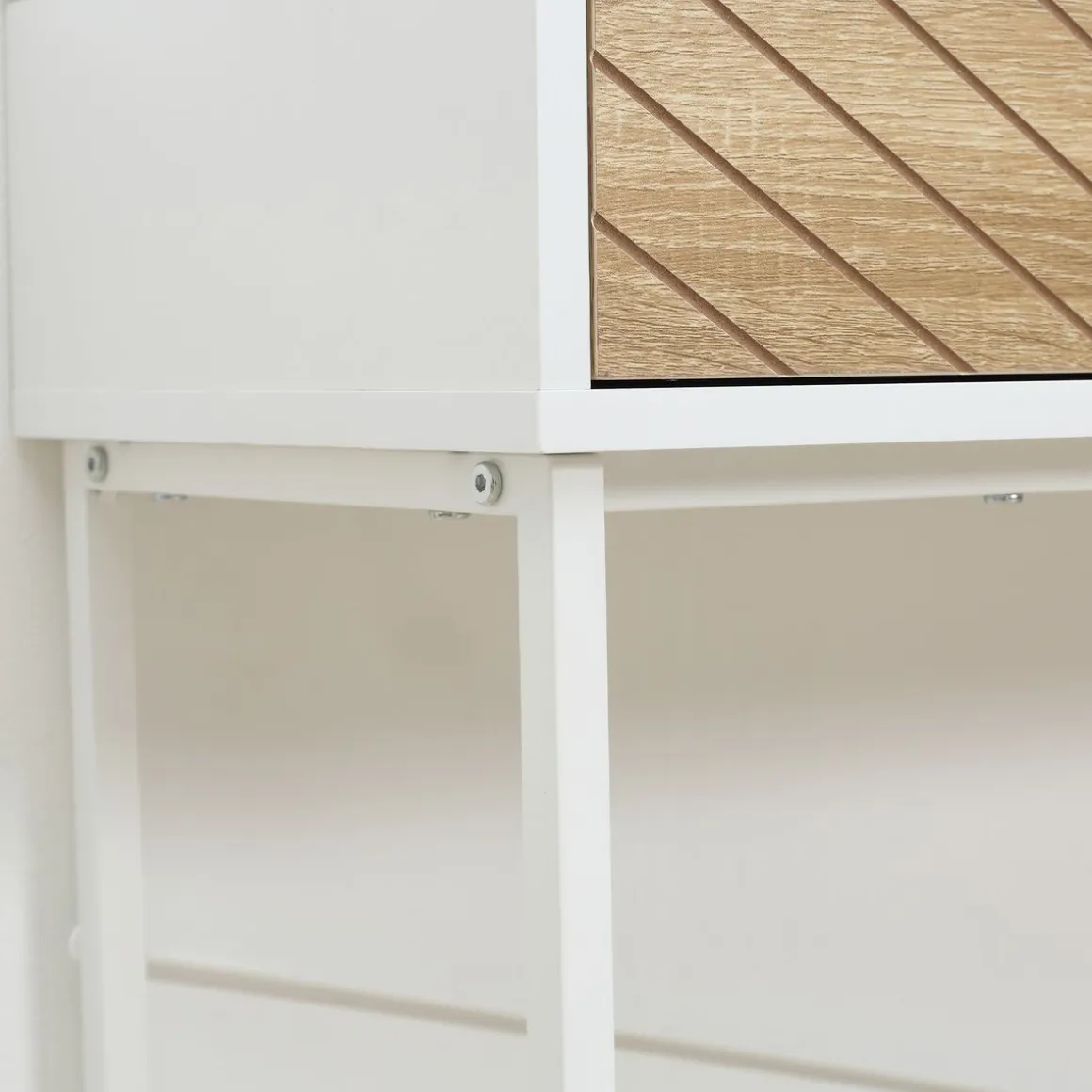 Recibidor Graham Homcom 2 cajones blanco/natural 75x100x30 cm