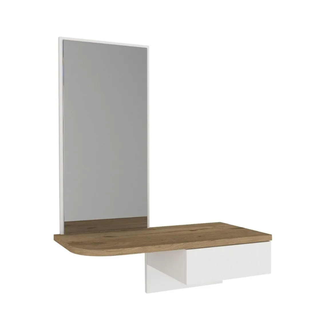Recibidor Grovia con cajón y espejo blanco/natural 81,8x60x29,6 cm