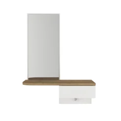 Recibidor Grovia con cajón y espejo blanco/natural 81,8x60x29,6 cm