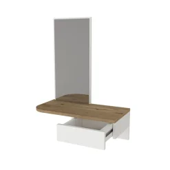 Recibidor Grovia con cajón y espejo blanco/natural 81,8x60x29,6 cm