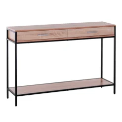 Recibidor Homcom 2 cajones + 1 estante negro/natural 81,5x120x30 cm