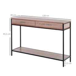Recibidor Homcom 2 cajones + 1 estante negro/natural 81,5x120x30 cm