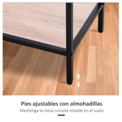 Recibidor Homcom 2 cajones + 1 estante negro/natural 81,5x120x30 cm