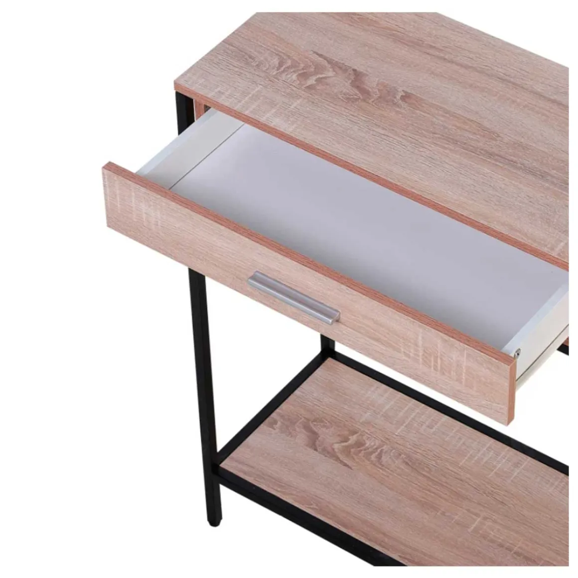 Recibidor Homcom 2 cajones + 1 estante negro/natural 81,5x120x30 cm
