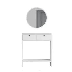 Recibidor Kabla 2 cajones + espejo blanco 90x80x24 cm