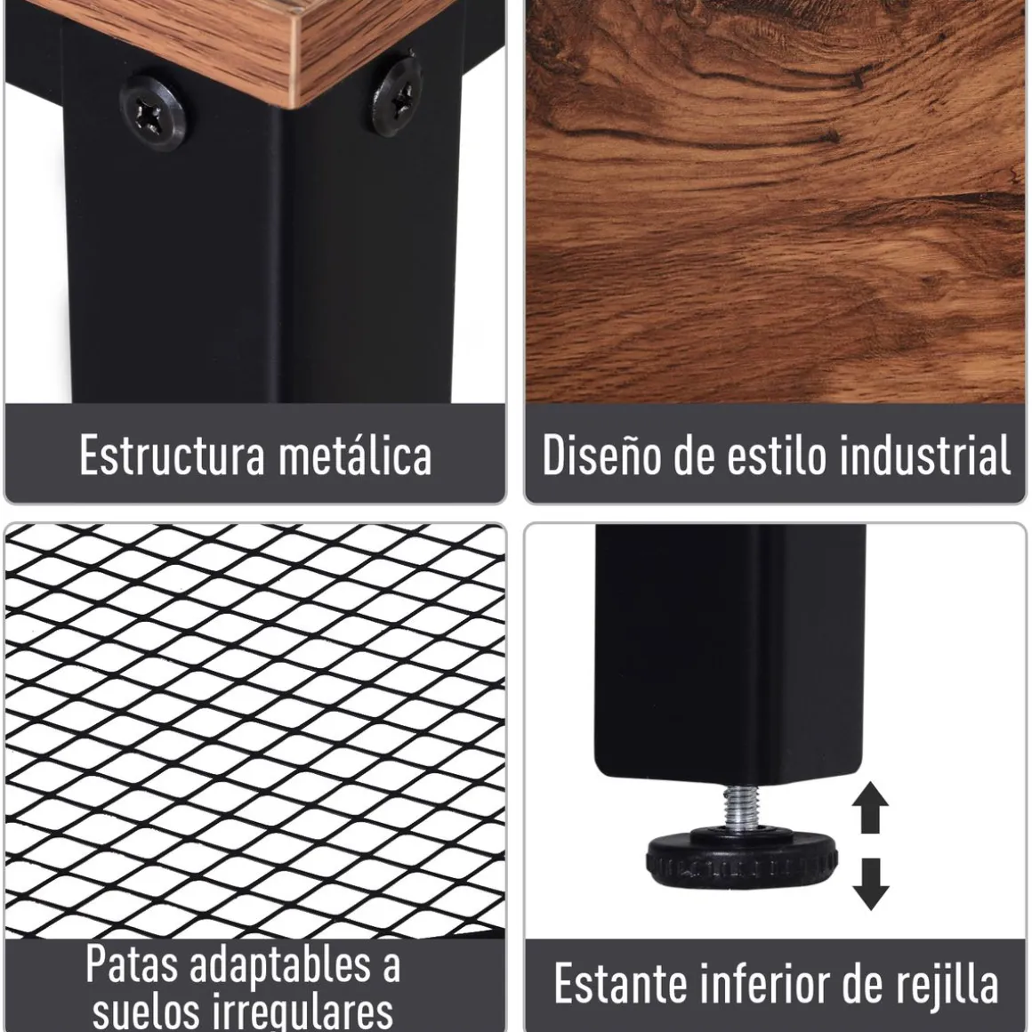 Recibidor Koy Homcom con estante inferior marrón/negro 80x101x35 cm