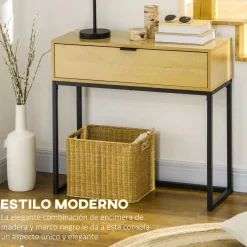 Recibidor November Homcom con cajón natural 76x80x30 cm