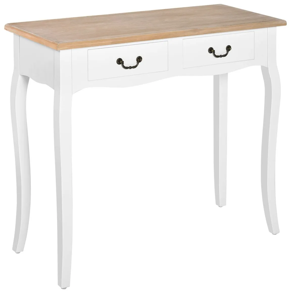 Recibidor October Homcom 2 cajones madera de pino blanco 78,5x87x34 cm