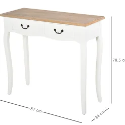 Recibidor October Homcom 2 cajones madera de pino blanco 78,5x87x34 cm