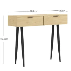 Recibidor Sia Homcom con 2 cajones roble 80,5x100x30 cm